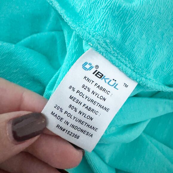 IBKUL Mock Neck Half Zip Long Sleeve Top Jade XL - Picture 9 of 10